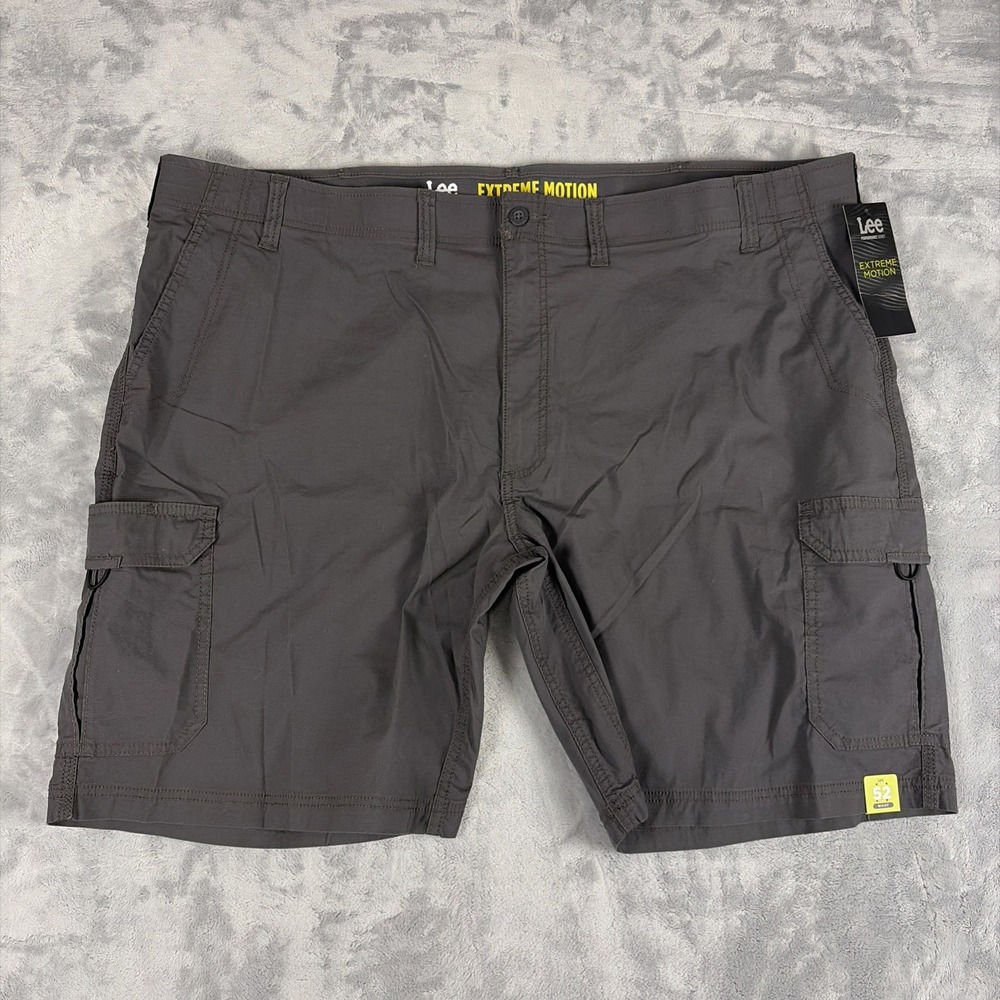 Lee Mens Cargo Shorts 52 Waist Big & Tall Anthracite Extreme Motion Relaxed Fit